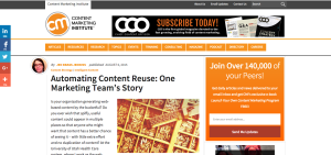 Automating Content Reuse: One Marketing Team's Story; Guest Blog Post for Content Marketing Institute