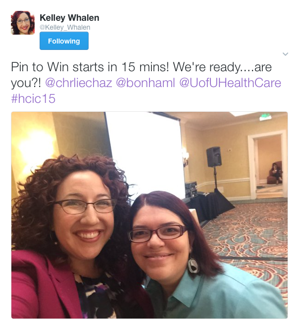 Tweet from Pin to Win HCIC 2015 Presentation